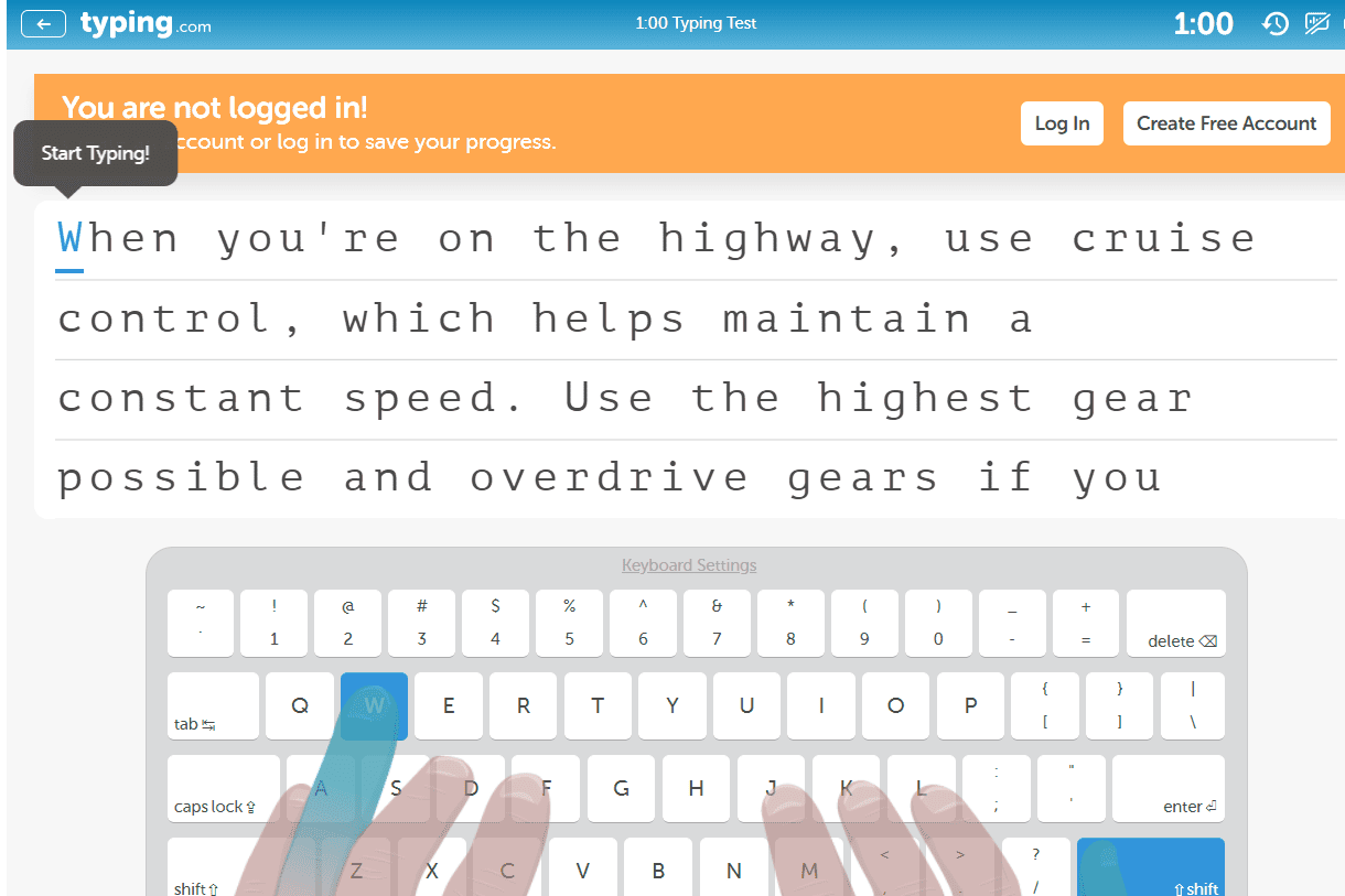 speed and accuracy typing test