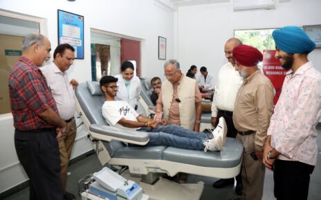 Rajendra K Saboo at the Rotary and Blood Bank Society Resource Centre at Chandigarh