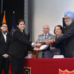 Awardees at the 18th edition of the National rounds of the AIL-Sarin National Round of the 17th Leiden-Sarin International Air Law Moot Court Competition at the Army Institute of Law, Mohali.